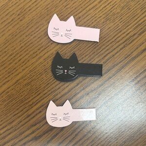 Cat Face Magnetic Bookmark Clips - 2 light pink and 1 black